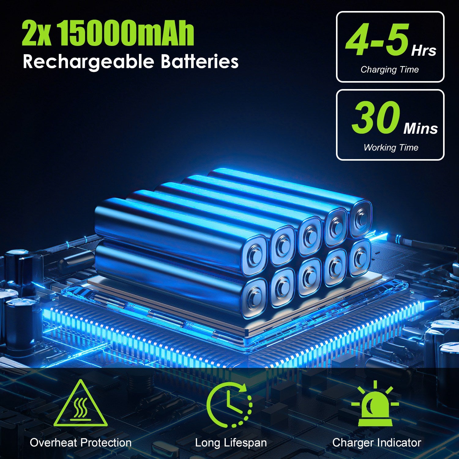 1Set Cordless Pressure Washer Portable Electric Power Washer High Pressure Water Sprayer 435PSI Car Washer Cleaner With 6 In 1 Nozzle Foam Bottle Filter 15000mAh 21V Battery And Charger